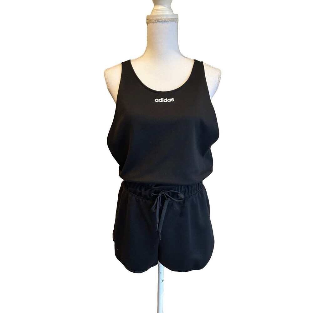 Adidas Women's Small S Black Sleeveless Romper Shorts Jumper One Piece Knit